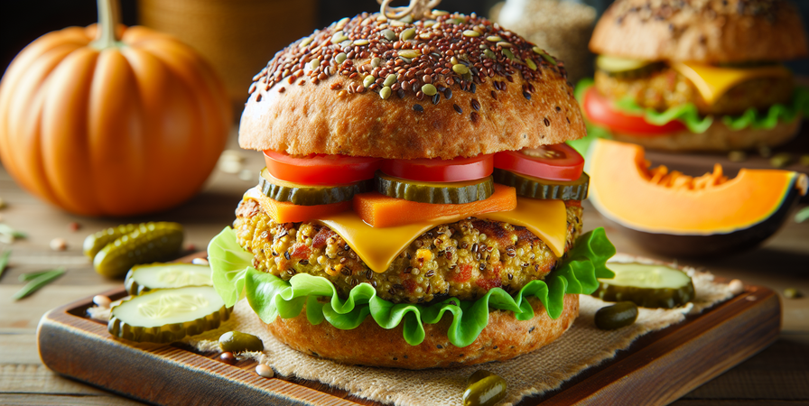 Burguer de Quinoa e Abóbora: Uma Delícia Saudável e Nutritiva Burguer de Quinoa e Abóbora: Uma Delícia Saudável e Nutritiva