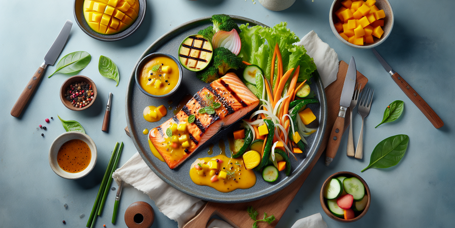 Salmão Grelhado com Molho de Manga: Um Toque Tropical e Saboroso