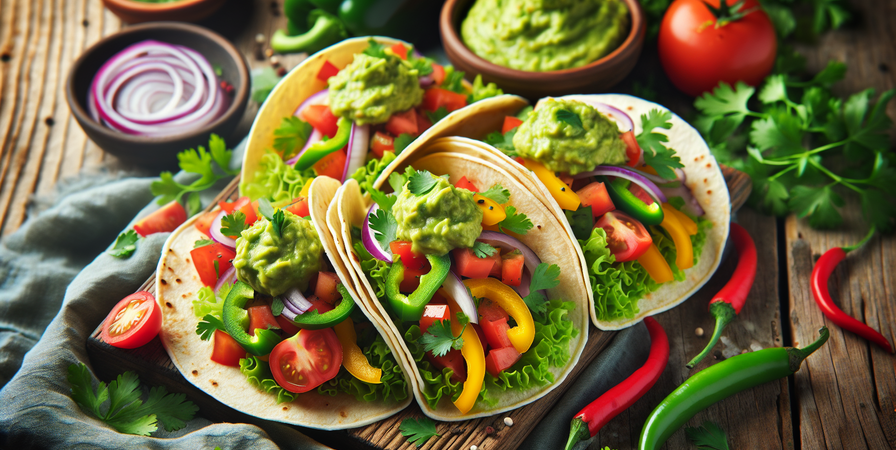Tacos de Legumes com Guacamole: Uma Reunião de Sabores Frescos